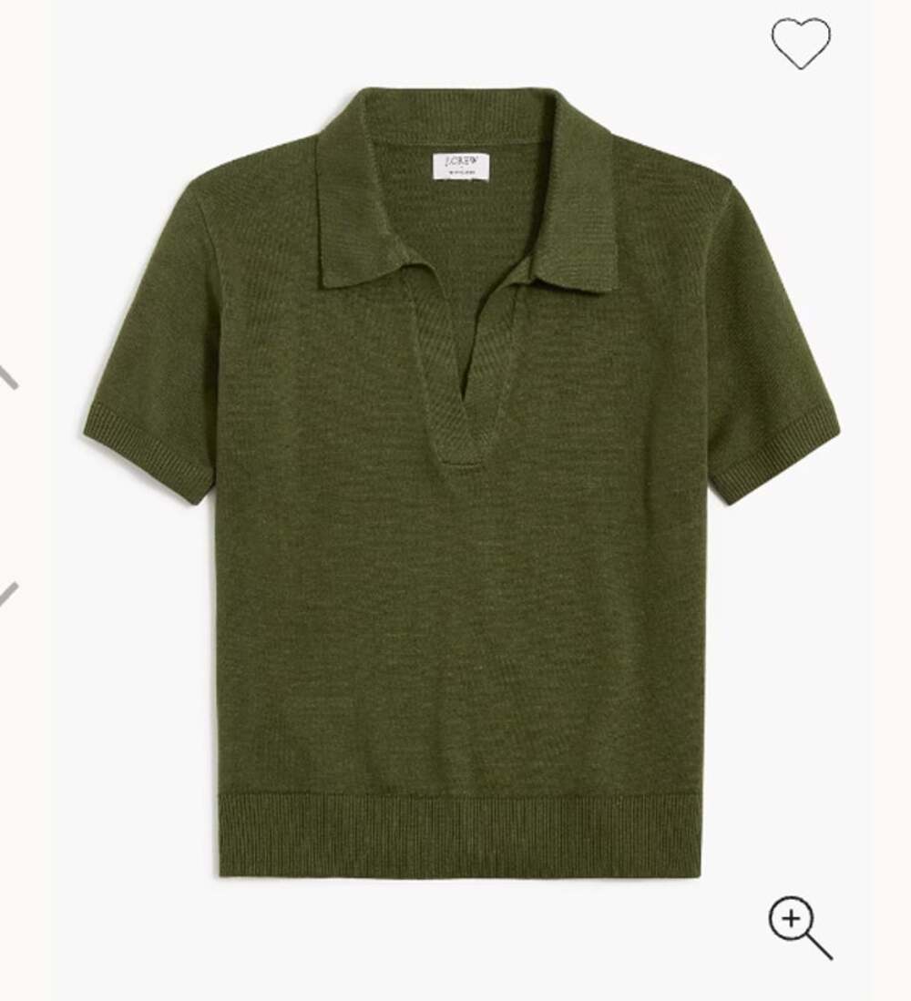 J Crew Women's Linen-Blend Short-Sleeve Polo Sweater Size Small